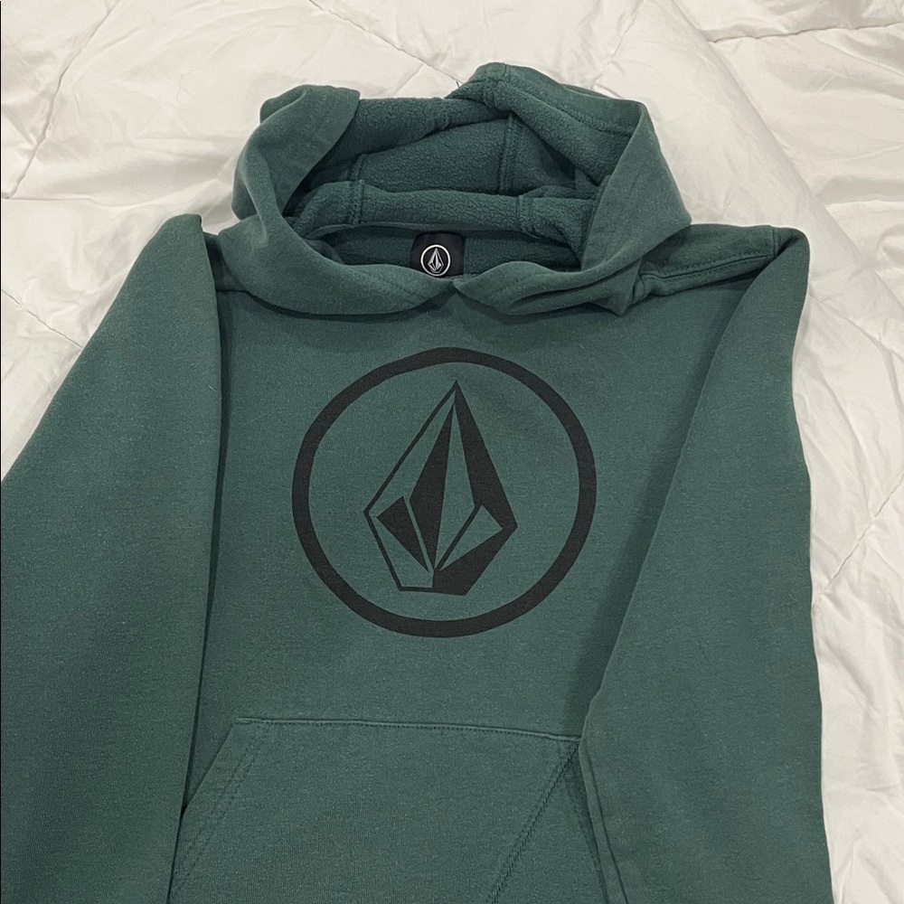 Volcom Forest Green Pullover with Iconic Emblem kids medium